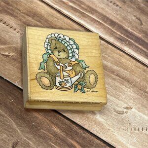 Cherished Teddies Wooden Rubber Stamp 1996 TF007 Ellas Love Grows By P. Hillman